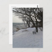 冬の雪のベンチ ポストカード (正面/裏面)