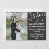 冬の雪のホリデークリスマスの結婚写真 シーズンカード (正面)