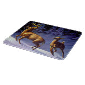 冬の雪のホワイトテールディアバック&ドー カッティングボード (角)