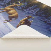 冬の雪のホワイトテールディアバック&ドー シェルパブランケット (3/4)