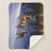 冬の雪のホワイトテールディアバック&ドー シェルパブランケット (正面)