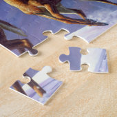 冬の雪のホワイトテールディアバック&ドー ジグソーパズル (側面)