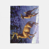 冬の雪のホワイトテールディアバック&ドー フリースブランケット (正面)