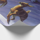 冬の雪のホワイトテールディアバック&ドー ラッピングペーパー (角)