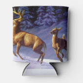 冬の雪のホワイトテールディアバック&ドー 缶クーラー (正面)