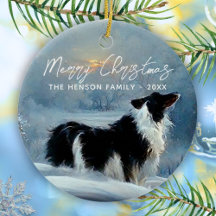 冬の雪のボーダーコリー クリスマス ホリデー