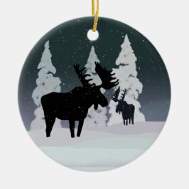 冬の雪のムース セラミックオーナメント