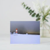 冬の雪のライトハウス ポストカード (スタンド正面)