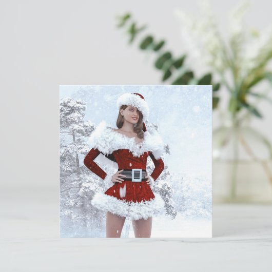 冬の雪の上で美しいクリスマスの女性 (スタンド正面)