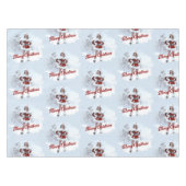 冬の雪の上で美しいクリスマスの女性 テーブルクロス (正面(横))