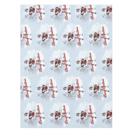 冬の雪の上で美しいクリスマスの女性 テーブルクロス