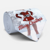 冬の雪の上で美しいクリスマスの女性 ネクタイ (ロール)