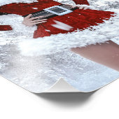 冬の雪の上で美しいクリスマスの女性 フォトプリント (角)