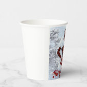 冬の雪の上で美しいクリスマスの女性 紙コップ (右)