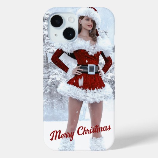 冬の雪の上で美しいクリスマスの女性 Case-Mate iPhoneケース (裏面)