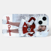 冬の雪の上で美しいクリスマスの女性 Case-Mate iPhoneケース (裏面 (横))