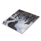 冬の雪の中で暗い水と小さなストリーム タイル (側面)