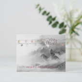 冬の雪の中で狼を吠える聖降誕祭 シーズンポストカード (スタンド正面)