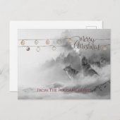 冬の雪の中で狼を吠える聖降誕祭 シーズンポストカード (正面/裏面)