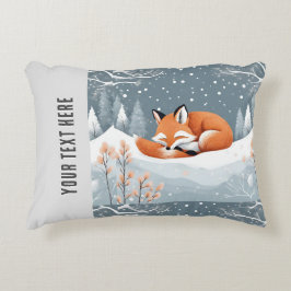 冬の雪の中で眠る狐 かわいい あったか ホリデー アクセントクッション