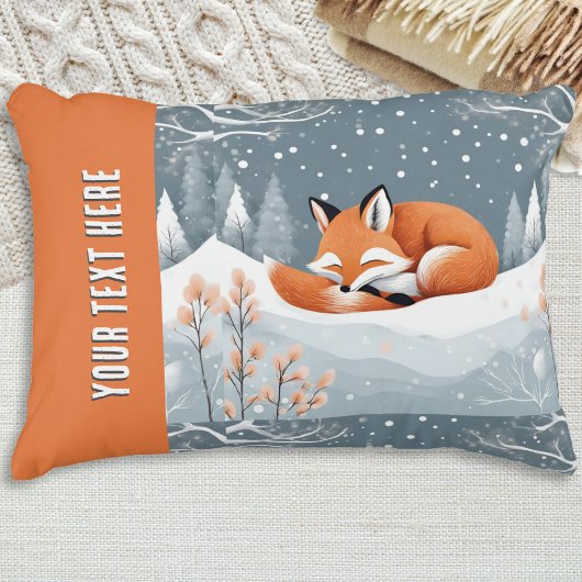 冬の雪の中で眠る美しい野生の狐 アクセントクッション