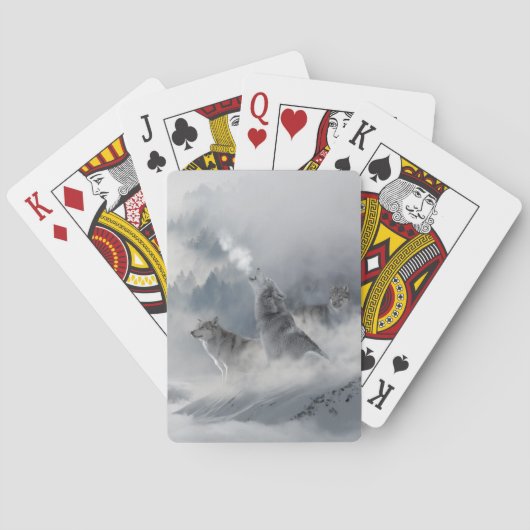 冬の雪の中で美しいオオカミが3匹 トランプ (裏面)