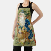 冬の雪の中で鹿とクリスマスプレゼントを持つサンタ エプロン (インサイチュ)