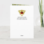 冬の雪の中で鹿とクリスマスプレゼントを持つサンタ シーズンカード (裏面)