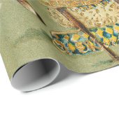 冬の雪の中で鹿とクリスマスプレゼントを持つサンタ ラッピングペーパー (ロールコーナー)