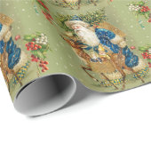 冬の雪の中で鹿とクリスマスプレゼントを持つサンタ ラッピングペーパー (ロールコーナー)