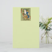 冬の雪の中で鹿とクリスマスプレゼントを持つサンタ 便箋 (スタンド正面)