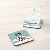冬の雪の中のかわいいグレーベビーペンギン コースター (右側)