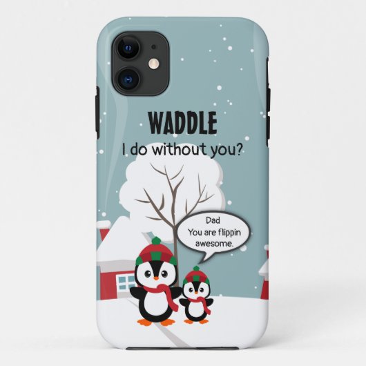 冬の雪の中のかわいいグレーベビーペンギン Case-Mate iPhoneケース (裏面)