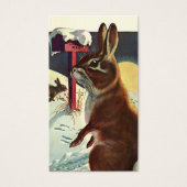 冬の雪の中のウサギたち (正面)