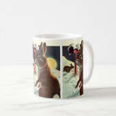 冬の雪の中のウサギたち コーヒーマグカップ (正面右)