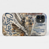冬の雪の中のシカゴのエル・トレイン Case-Mate iPhoneケース (裏面(横))