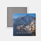 冬の雪の中のハルスタットタウン マグネット (正面/裏面)