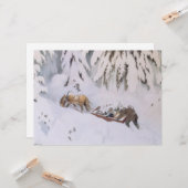 冬の雪の中をクリスマスに旅 カード (正面/裏面インサイチュ)