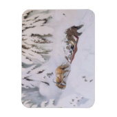 冬の雪の中をクリスマスに旅 マグネット (縦)