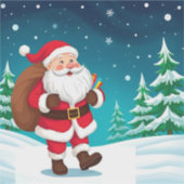 🎅 冬の雪の中を歩く幸せなサンタクロース ❄️ シール (正面)