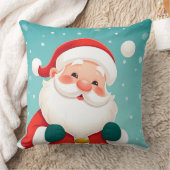 冬の雪の中、サンタクロースが幸せ クッション (ブランケット)