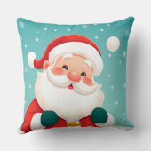 冬の雪の中、サンタクロースが幸せ クッション (裏面)