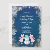 冬の雪の乙女の誕生日パーティー 招待状 (正面)