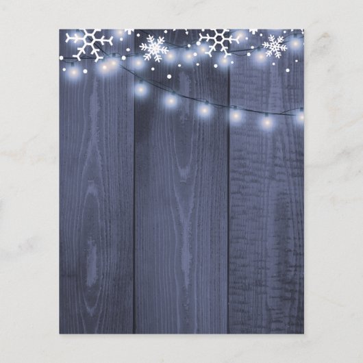 冬の雪の冬の予算結婚式招待状 (裏面)