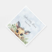 冬の雪の冷たい外の青い赤ちゃんシャワーディアー スタンダードランチョンナプキン (角)