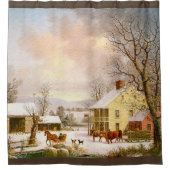 冬の雪の国のそりの馬のシャワー・カーテン シャワーカーテン (正面)