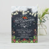 冬の雪の土地クリスマス&新年ディナーパーティー 招待状 (スタンド正面)