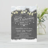冬の雪の土地クリスマス&新年ディナーパーティー 招待状 (スタンド正面)