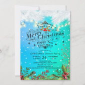冬の雪の土地 クリスマス&ニューイヤー ディナー パーティー 招待状 (正面)
