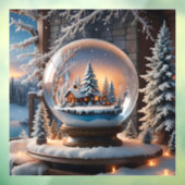 冬の雪の地球の窓が貼り付く ウィンドウサイン (シート3)